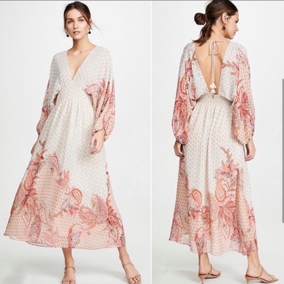 Misa Los Angeles Paisley Floral Boho Dress Emala V Neckline Vacation Sz Small - Picture 7 of 8